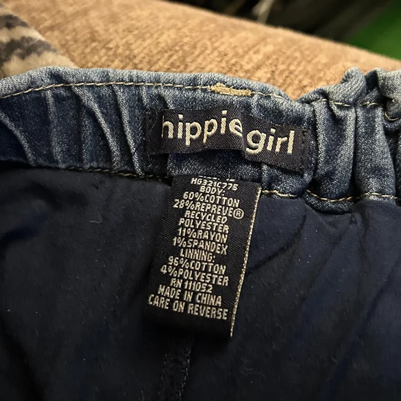 Hippie Girl Size 12 Denim Mini Skirt Elastic Waist Raw Hem - Picture 4 of 6